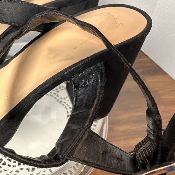 Mossimo Supply Co Black Faux Suede Platform Block Heel Crisscross Sandals - Picture 5 of 10